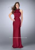 Picture of: High Collar Jersey Prom Dress with Faux Crop Top in Red, Style: 23750, Main Picture