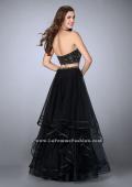 Picture of: Beaded Two Piece Dress with Layered Skirt and Corset in Black, Style: 23753, Back Picture