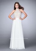 Picture of: High Collar A-line Dress with Lace Top and Chiffon Skirt in White, Style: 23754, Detail Picture 3