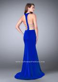 Picture of: Long Mermaid Dress with Beaded Strappy Back in Blue, Style: 23755, Detail Picture 2