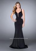 Picture of: Long Mermaid Dress with Beaded Strappy Back in Black, Style: 23755, Detail Picture 3