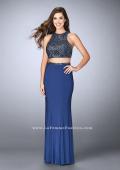 Picture of: Beaded Two Piece Gown with Racer Back and Belt in Blue, Style: 23759, Detail Picture 1