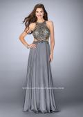 Picture of: Long Prom Dress with Beaded Top and Cut Outs in Silver, Style: 23761, Detail Picture 1