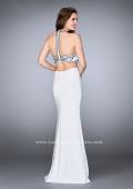 Picture of: Fitted Prom Dress with High Neckline and Beading in White, Style: 23764, Back Picture