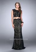 Picture of: Two Piece Dress with Scalloped Edges and Cap Sleeves in Black, Style: 23766, Main Picture