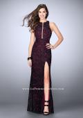 Picture of: High Neck Lace Dress with Keyhole and Cut Out Back in Red, Style: 23767, Detail Picture 2