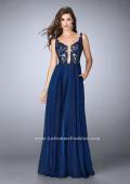 Picture of: A-line Chiffon Dress with Lace Top and Pockets in Blue, Style: 23802, Main Picture