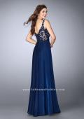 Picture of: A-line Chiffon Dress with Lace Top and Pockets in Blue, Style: 23802, Back Picture