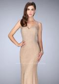 Picture of: Long Beaded Prom Dress with Open Back in Nude, Style: 23805, Main Picture