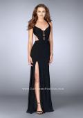 Picture of: Fitted jersey dress with a lace up front and back in Black, Style: 23823, Main Picture