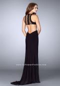 Picture of: Fitted jersey dress with a lace up front and back in Black, Style: 23823, Back Picture