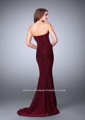 Picture of: Long Strapless Sparkly Prom Jersey Dress with Train in Red, Style: 23834, Back Picture