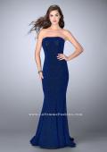 Picture of: Long Strapless Sparkly Prom Jersey Dress with Train in Blue, Style: 23834, Detail Picture 1