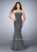 Picture of: Long Strapless Sparkly Prom Jersey Dress with Train in Silver, Style: 23834, Detail Picture 2