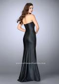 Picture of: Strapless Vegan Leather Dress with Lace Up Top in Black, Style: 23835, Back Picture