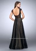 Picture of: High Neck A-line Dress with Polka Dots and Low Back in Black, Style: 23837, Back Picture