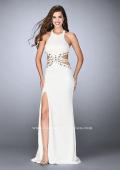 Picture of: Embellished Jersey Prom Dress with Intricate Cut Outs in White, Style: 23841, Detail Picture 1