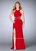 Picture of: Embellished Jersey Prom Dress with Intricate Cut Outs in Red, Style: 23841, Detail Picture 2