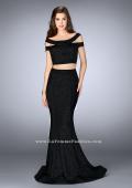 Picture of: Sparkly Two Piece Dress with Off the Shoulder Straps in Black, Style: 23856, Detail Picture 1