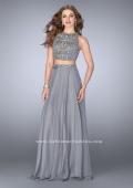 Picture of: High Neck Two Piece Dress With a Beaded Top in Silver, Style: 23860, Main Picture