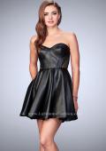 Picture of: Short Vegan Leather Dress with Fishnet Back in Black, Style: 23871, Main Picture