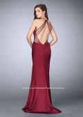 Picture of: Long High Neck Dress with Strappy Open Back and Slit in Red, Style: 23886, Back Picture