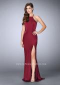 Picture of: Long High Neck Dress with Strappy Open Back and Slit in Red, Style: 23886, Detail Picture 1