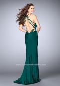 Picture of: Long High Neck Dress with Strappy Open Back and Slit in Green, Style: 23886, Detail Picture 3