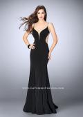 Picture of: Fitted Dress with Deep V Neckline and Beaded Back in Black, Style: 23887, Detail Picture 2
