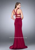 Picture of: Long Two Piece dress with Beading and Side Slit in Pink, Style: 23905, Back Picture