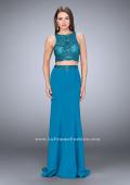 Picture of: Two Piece Dress with Sheer Top and Scalloped Edges in Blue, Style: 23907, Main Picture