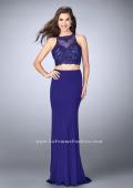 Picture of: Two Piece Beaded Lace Prom Dress with Jersey Skirt in Blue, Style: 23908, Main Picture