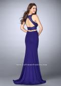 Picture of: Two Piece Beaded Lace Prom Dress with Jersey Skirt in Blue, Style: 23908, Back Picture