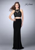 Picture of: Two Piece Beaded Lace Prom Dress with Jersey Skirt in Black, Style: 23908, Detail Picture 1