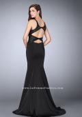 Picture of: Fitted Jersey Dress with Sheer Beaded Top and Cut Outs in Black, Style: 23909, Detail Picture 3
