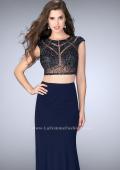 Picture of: Long Two Piece Prom Dress with cap sleeves in Blue, Style: 23910, Main Picture
