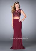 Picture of: Long Two Piece Prom Dress with cap sleeves in Red, Style: 23910, Detail Picture 1