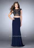 Picture of: Long Two Piece Prom Dress with cap sleeves in Blue, Style: 23910, Detail Picture 2