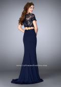 Picture of: Two Piece Beaded Lace Prom Gown with Cap Sleeves in Blue, Style: 23912, Back Picture