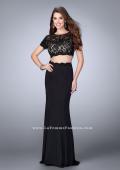 Picture of: Two Piece Beaded Lace Prom Gown with Cap Sleeves in Black, Style: 23912, Detail Picture 3