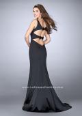 Picture of: Satin Mermaid Dress with a Cut Out Back and Bows in Black, Style: 23914, Main Picture