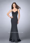 Picture of: Satin Mermaid Dress with a Cut Out Back and Bows in Black, Style: 23914, Back Picture