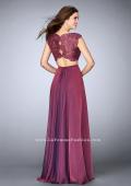Picture of: Two Piece A-line Dress with Scalloped Top and Pockets in Purple, Style: 23922, Back Picture