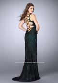 Picture of: High Neck Lace Dress with Side Slit and Strappy Back in Green, Style: 23923, Main Picture