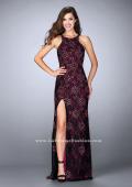 Picture of: High Neck Lace Dress with Side Slit and Strappy Back in Red, Style: 23923, Detail Picture 1