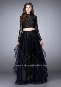 Picture of: Long Sleeve Two Piece Prom Dress with Pockets in Black, Style: 23924, Detail Picture 1