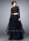 Picture of: Long Sleeve Two Piece Prom Dress with Pockets in Black, Style: 23924, Detail Picture 2