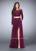 Picture of: Long Sleeve Two Piece Gown with Sheer Neckline in Purple, Style: 23937, Main Picture