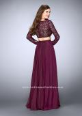 Picture of: Long Sleeve Two Piece Gown with Sheer Neckline in Purple, Style: 23937, Back Picture