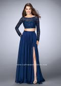 Picture of: Long Sleeve Two Piece Gown with Sheer Neckline in Blue, Style: 23937, Detail Picture 1